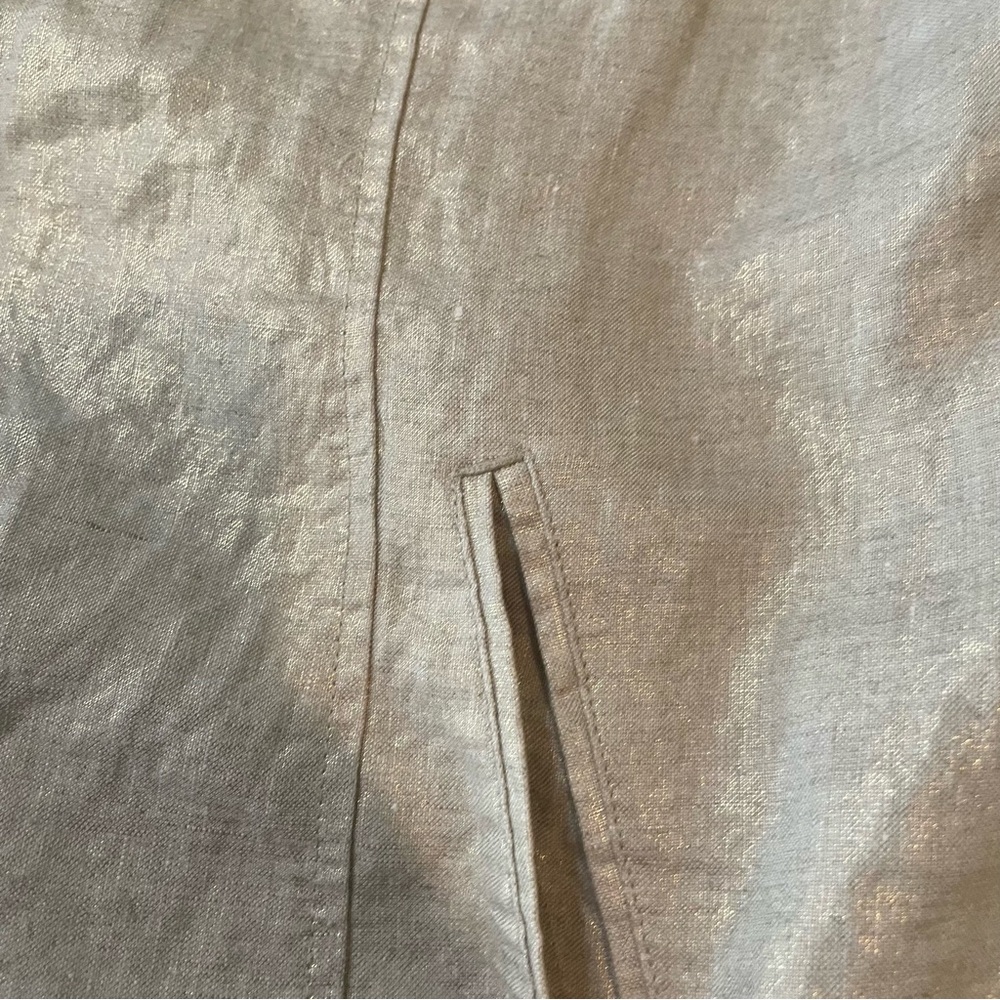 Chico’s Linen Metallic Gold Zip Up Front Jacket Size 3 / XL / 16 - Picture 7 of 16
